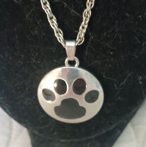 Silver Paw Print Pendant Necklace
